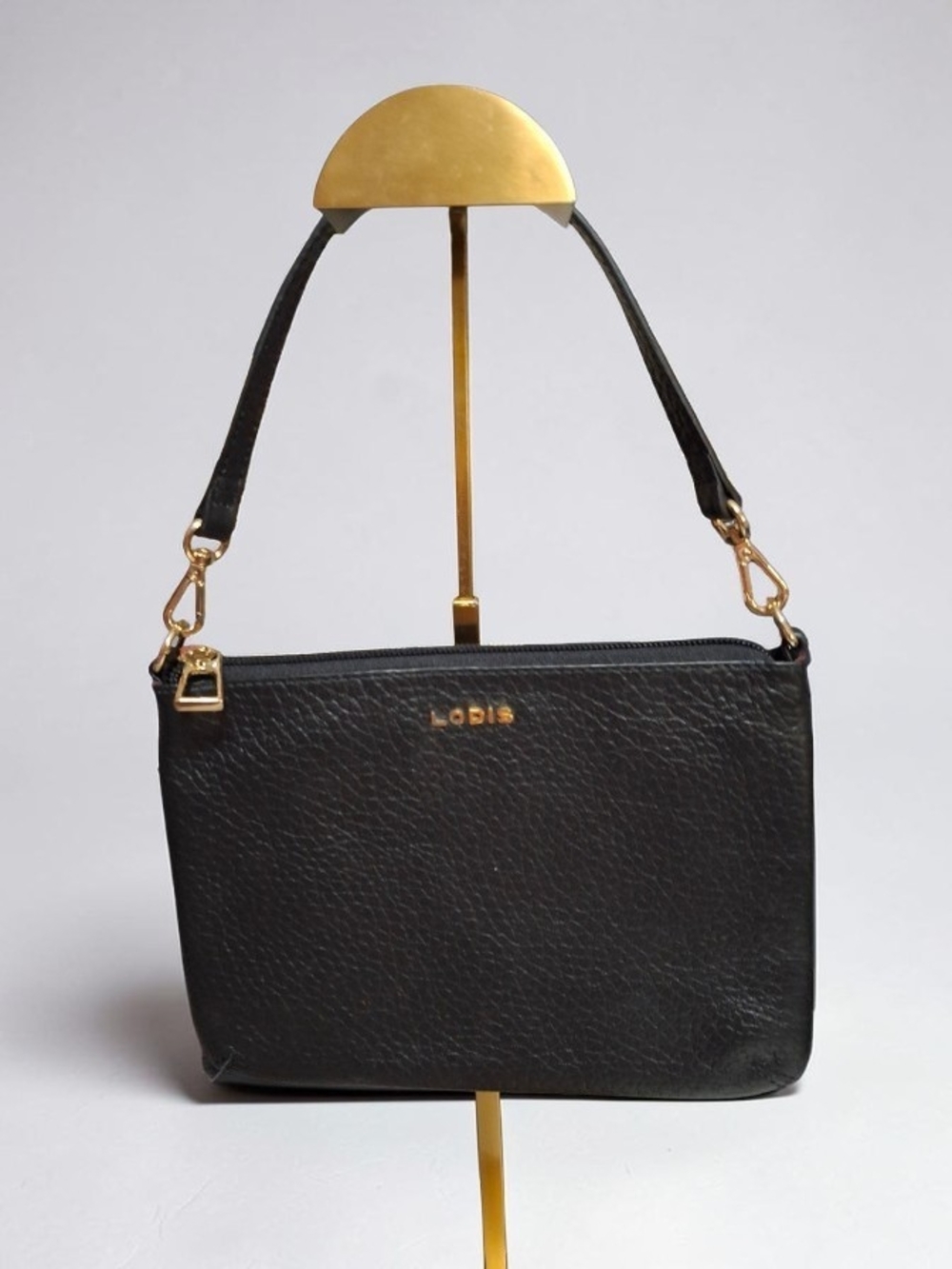 Lodis Black Pebbled Leather Crossbody Bag